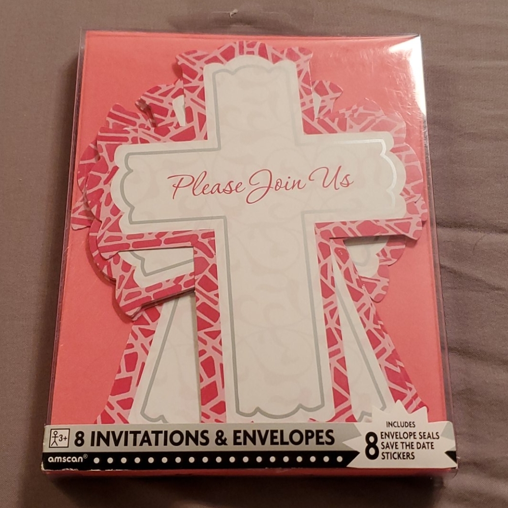 COPY - Pink Cross Save the Date Novelty cards